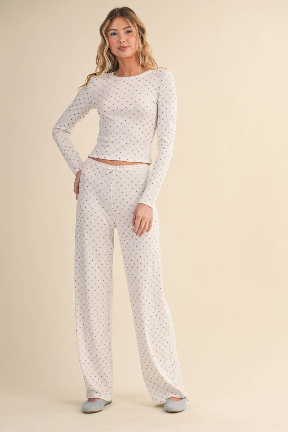 Heart Pointelle Lounge Set