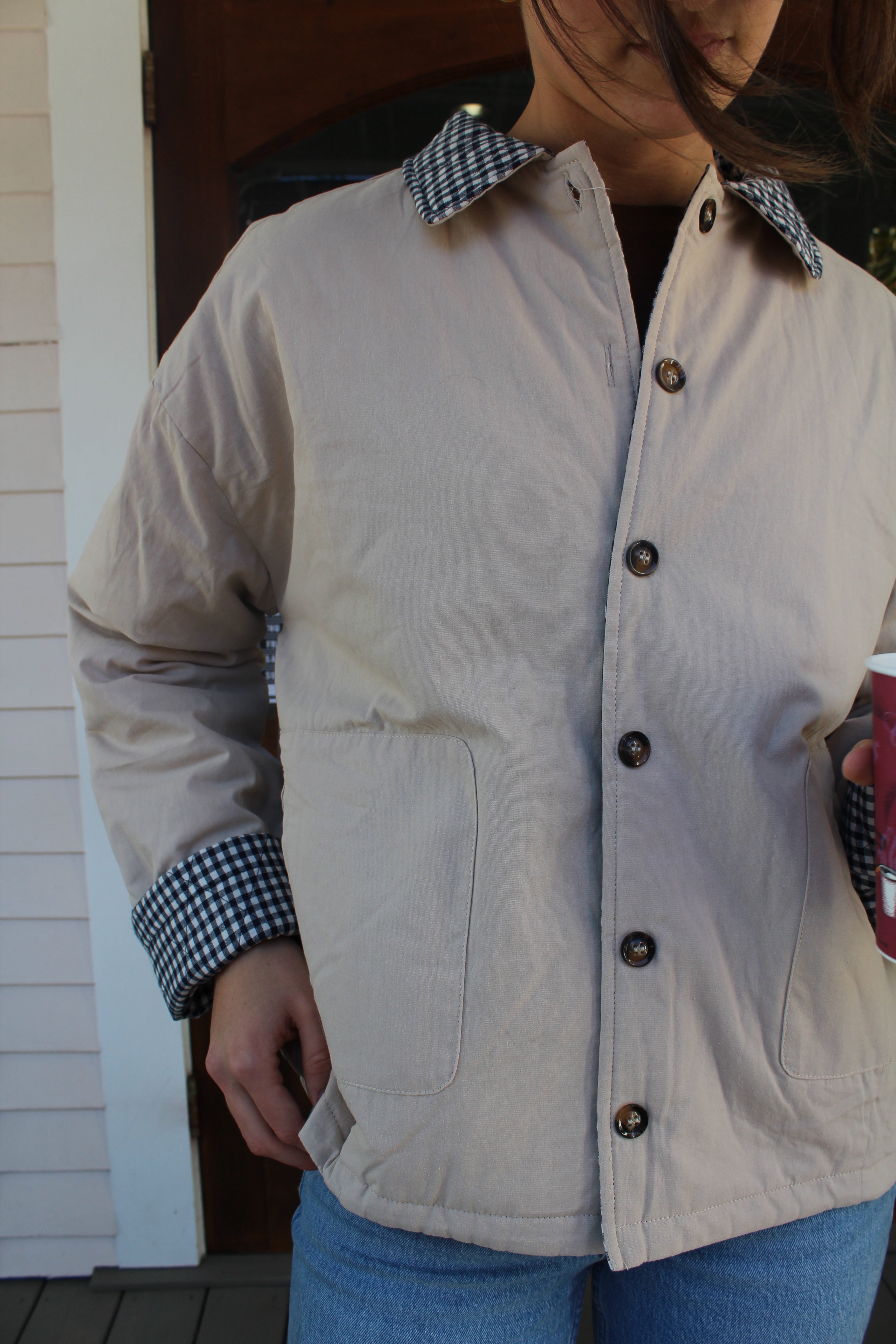 Khaki/Gingham Reversible Jacket