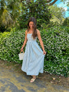 Blue Strapless Midi