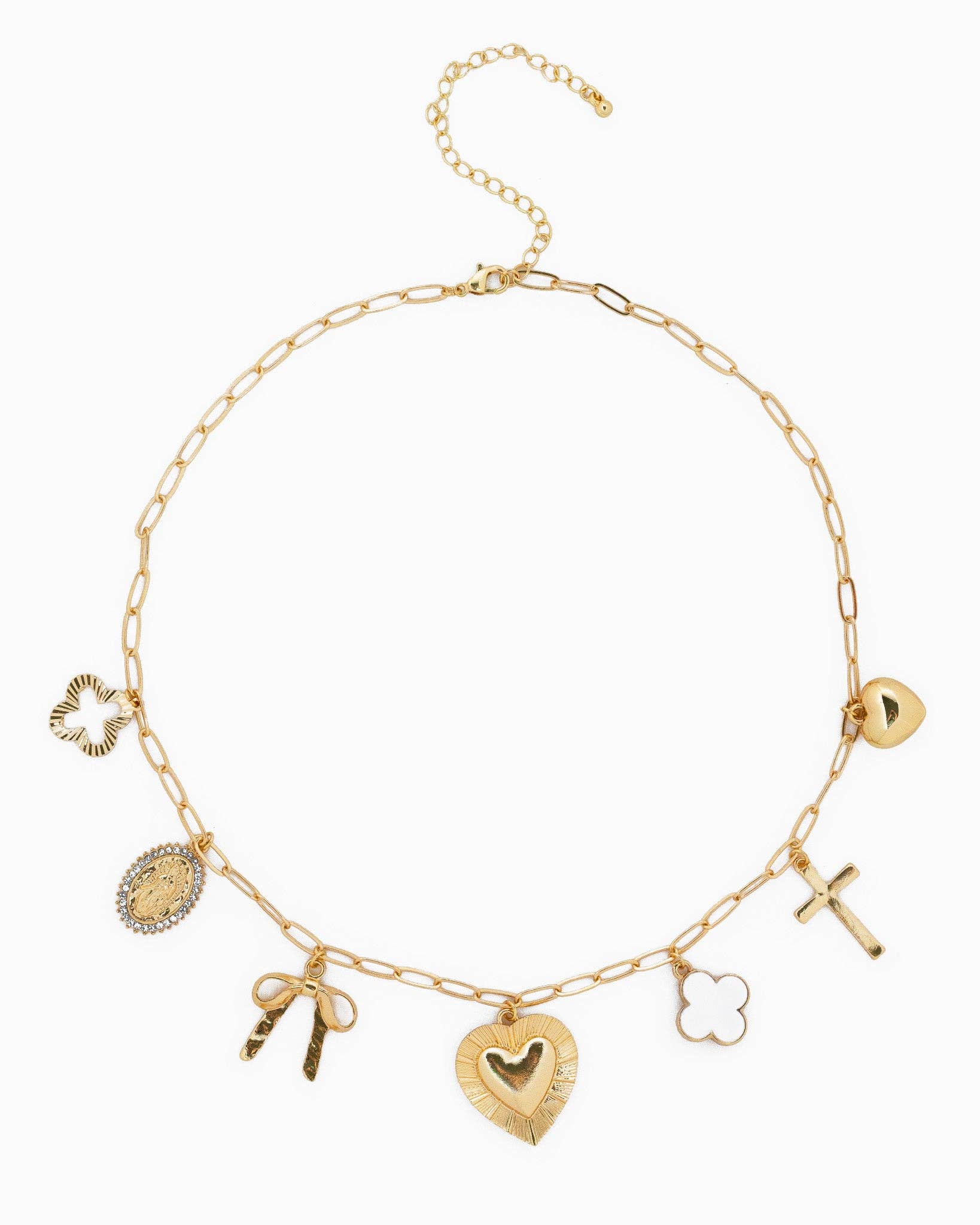 Heart Multi Gold Chunky Charm Necklace