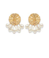 Gold + Pearl Drop Disc Earring