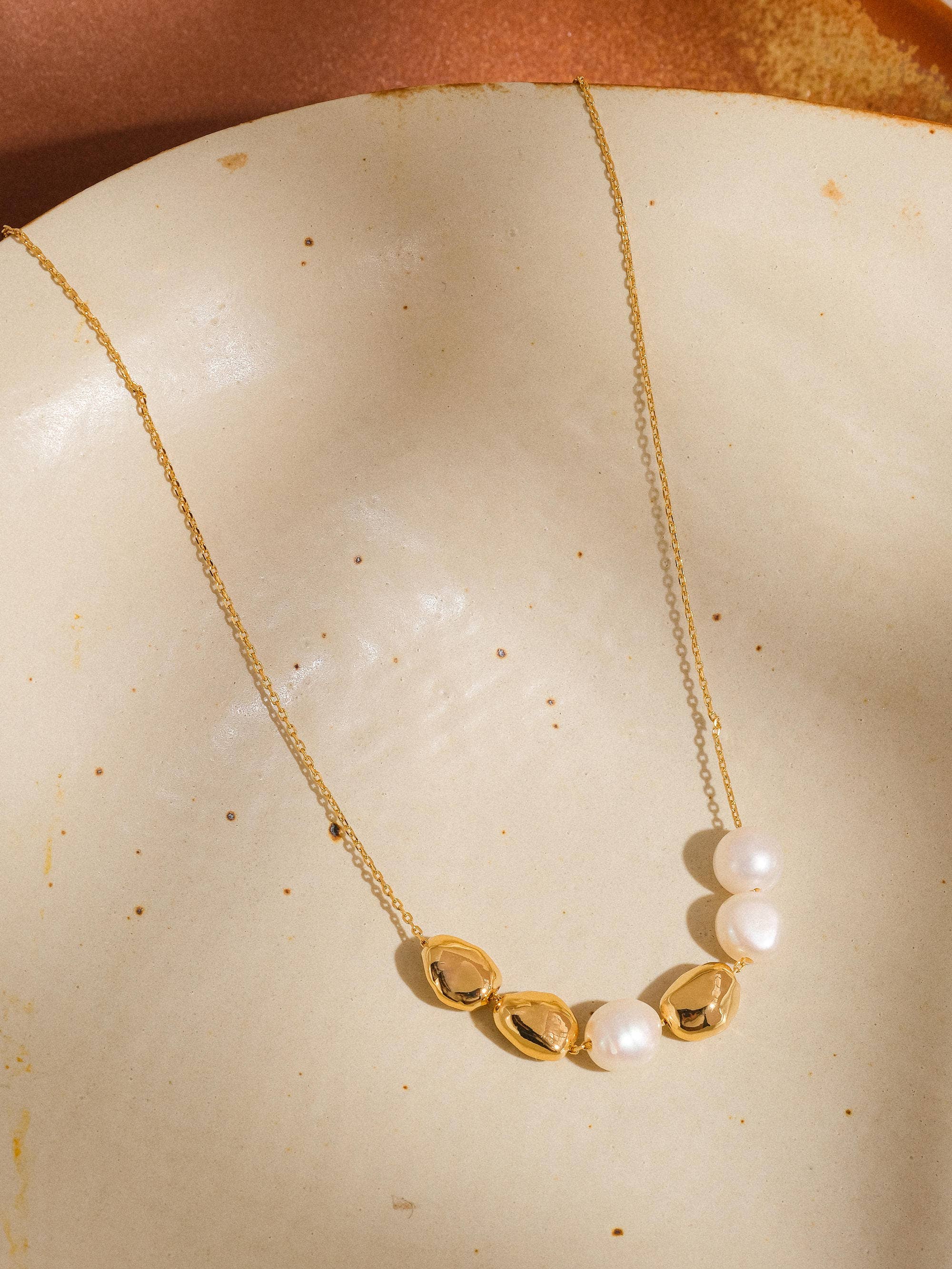 Gold Freshwater Pearl Beaded Necklace