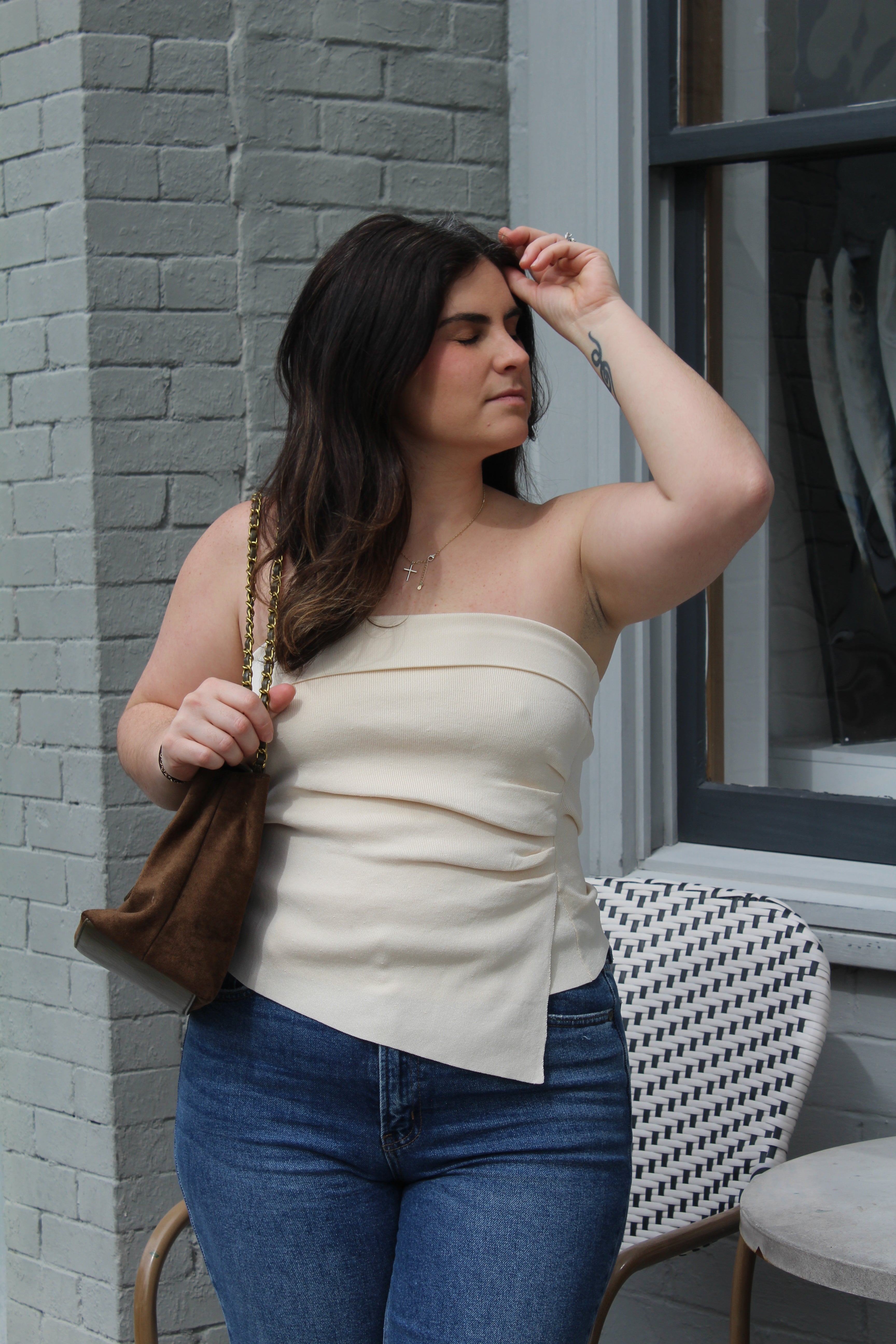 Asymmetrical Knit Tube Top