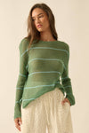 Striped Semi-Sheer Knit Sweater