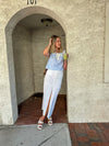 White denim skirt