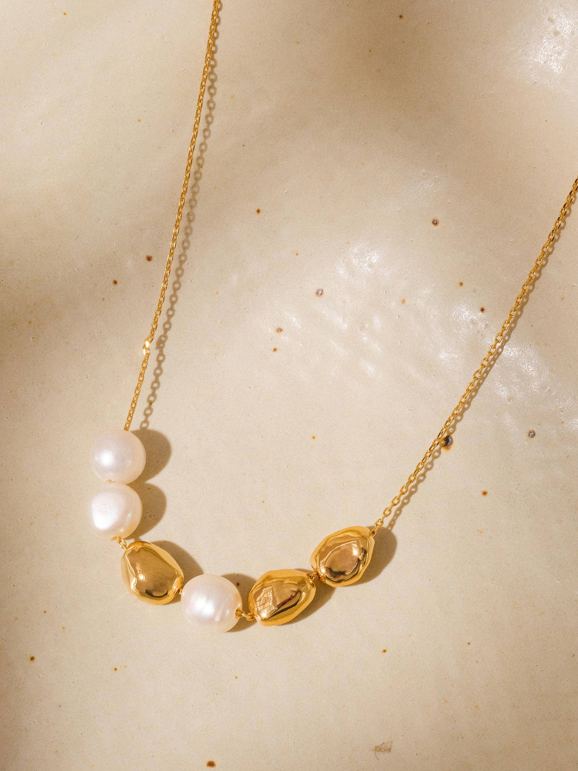 Gold Freshwater Pearl Beaded Necklace