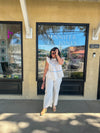 White wide leg cropped denim
