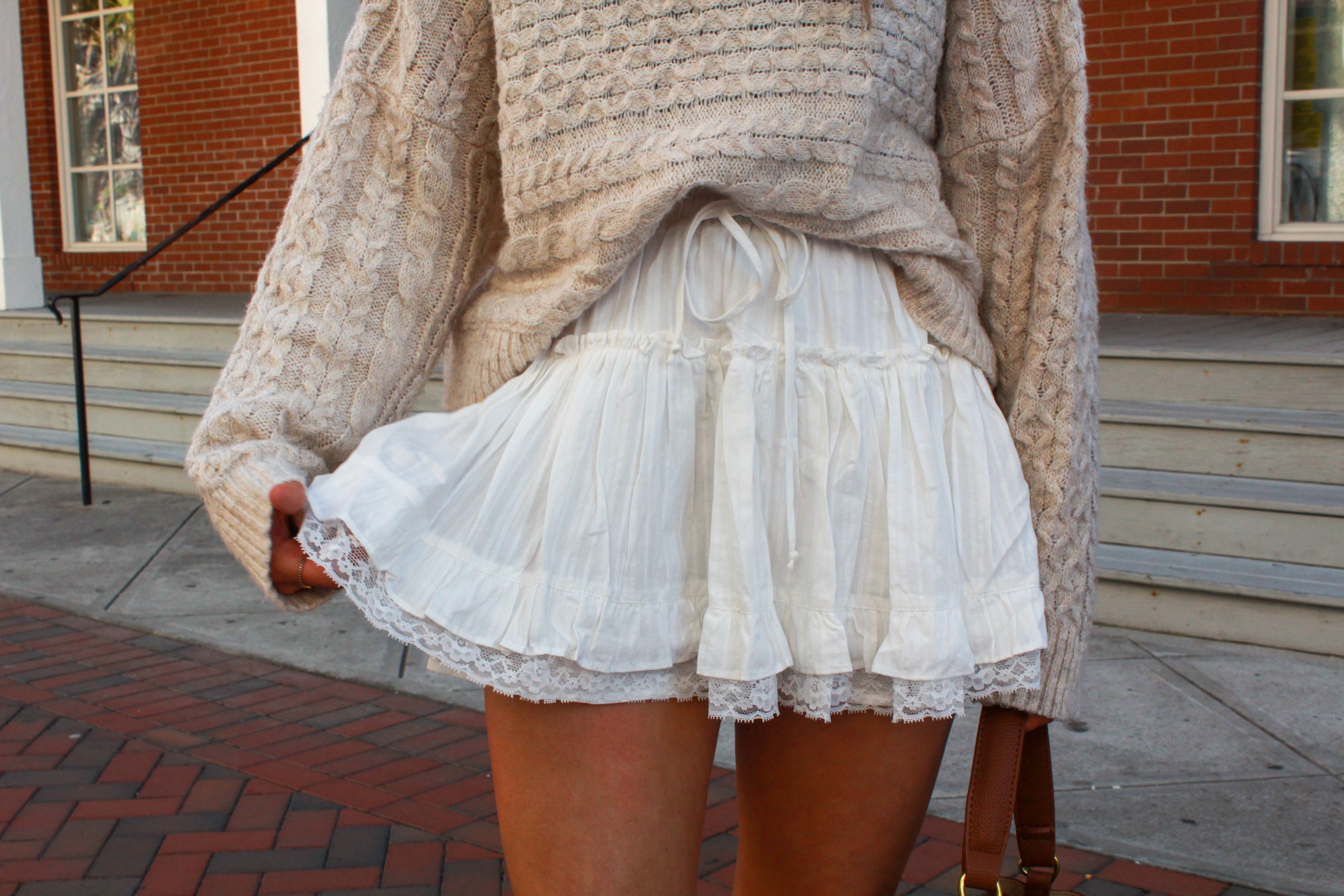 Lace Ruffled Mini Skirt