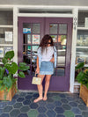 Cuffed Denim Skirt