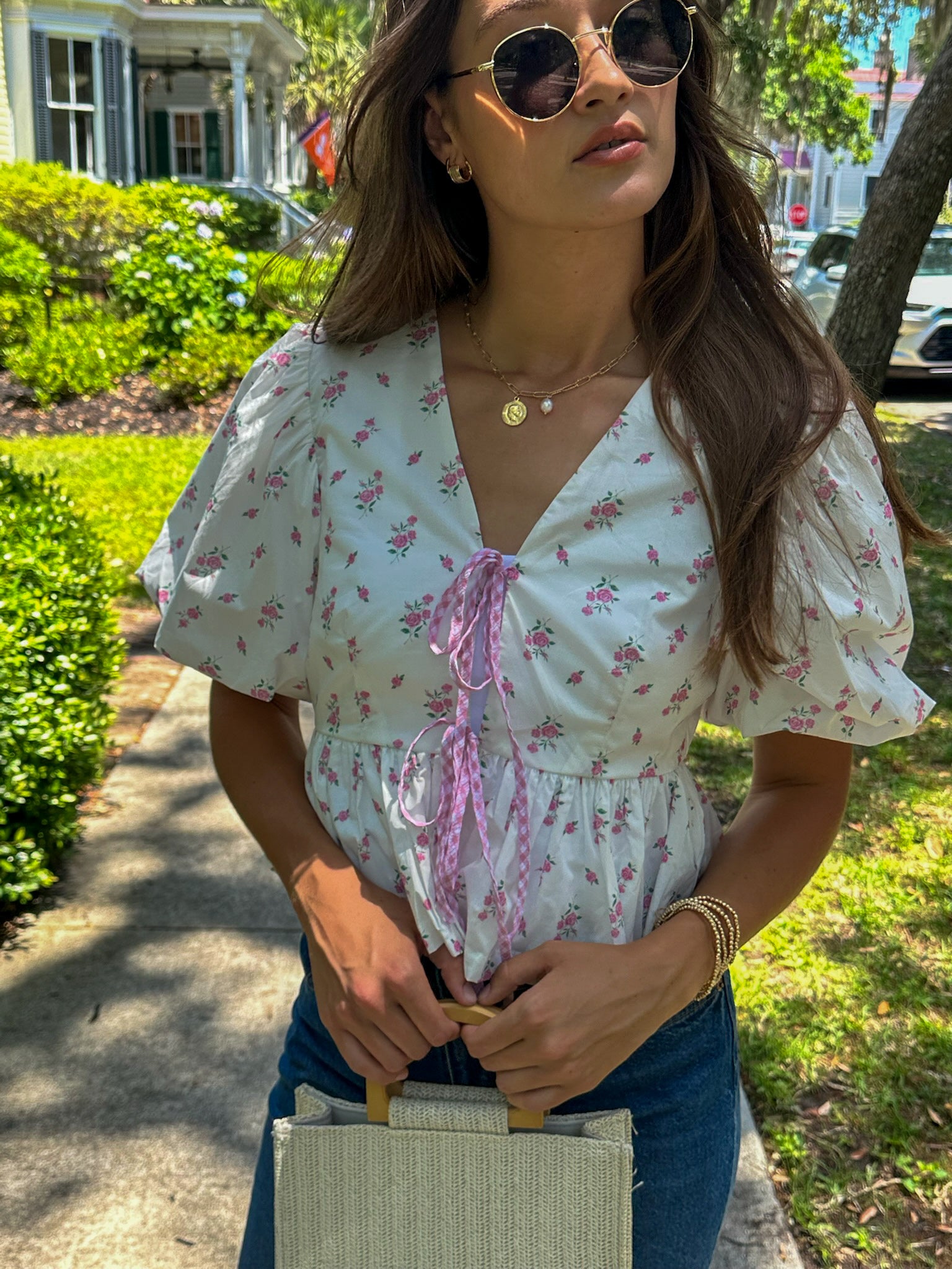 Pink Ditzy Floral Top