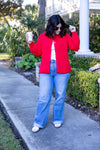 Chunky Red Knit Cardigan