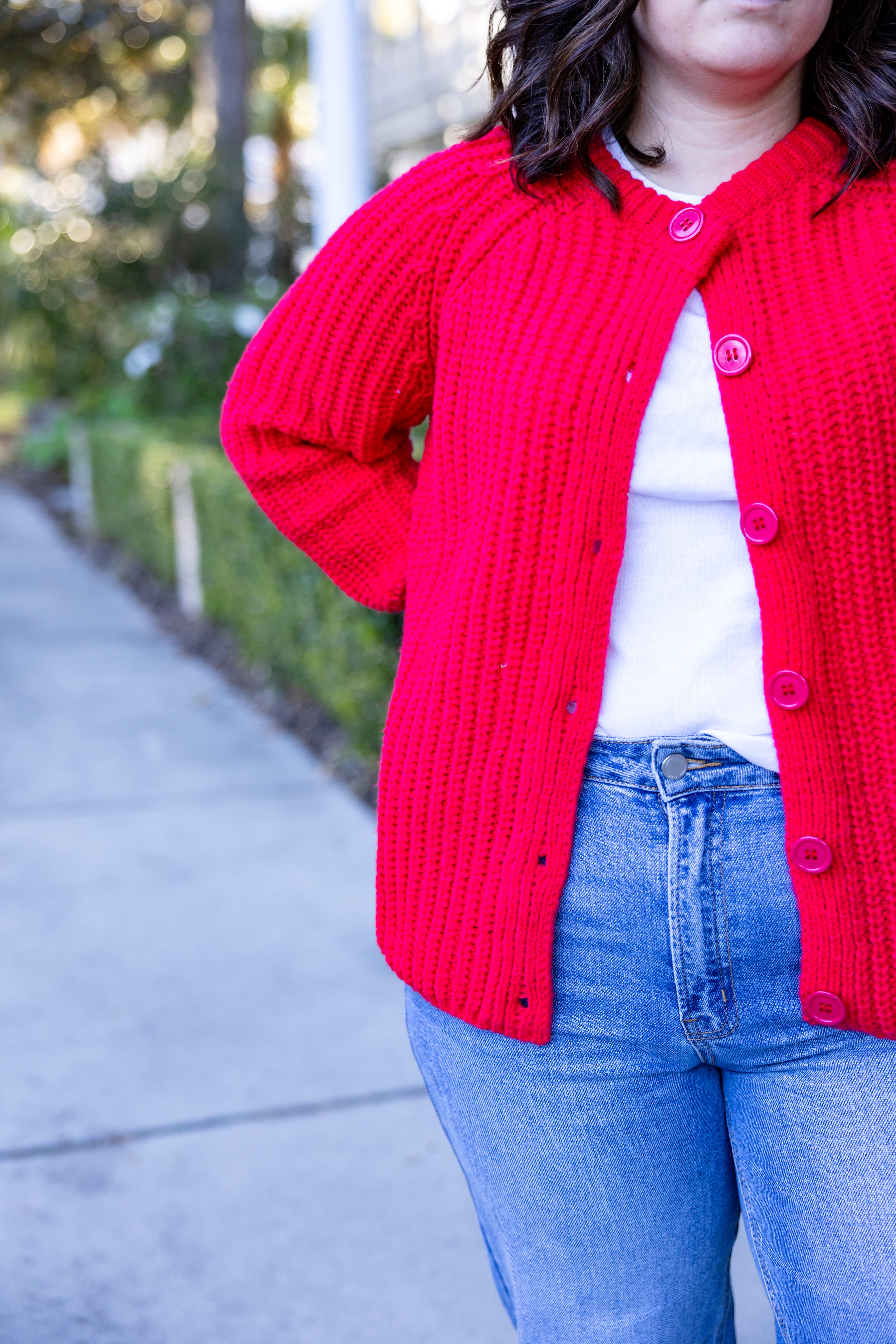 Chunky Red Knit Cardigan