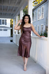 Brown Satin Midi