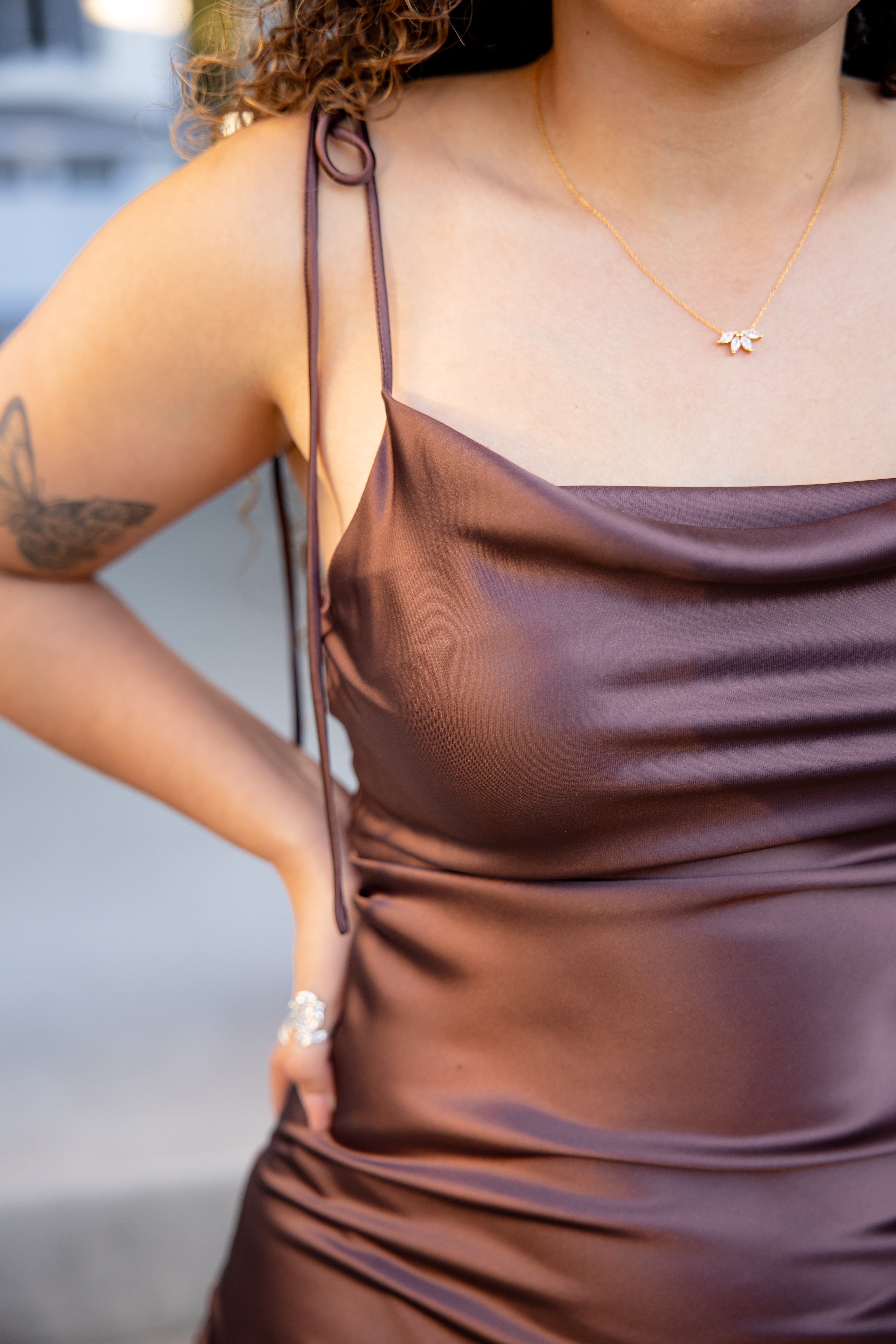 Brown Satin Midi