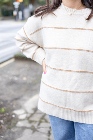 Stitched Striped Sweater