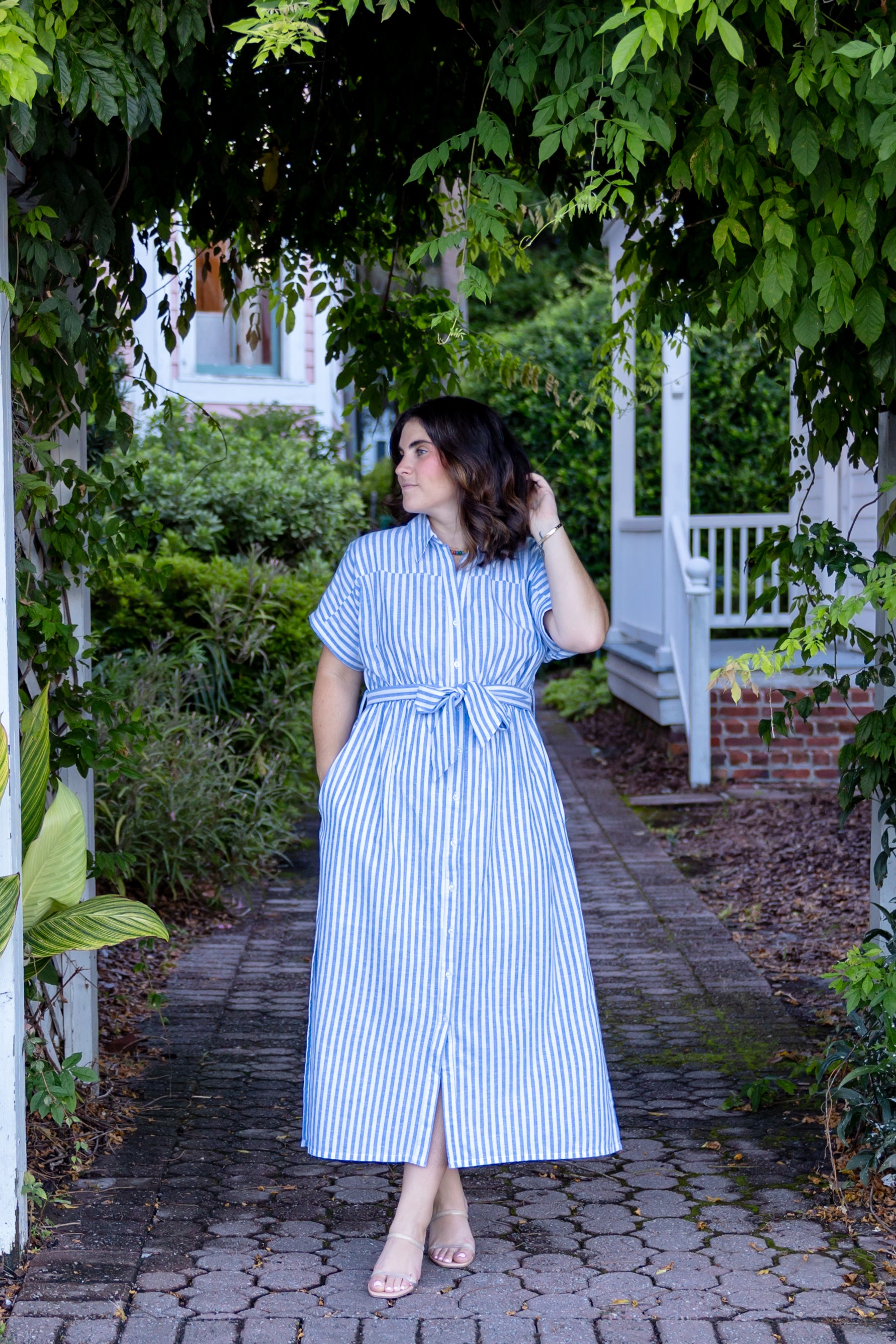 Blue Striped Midi