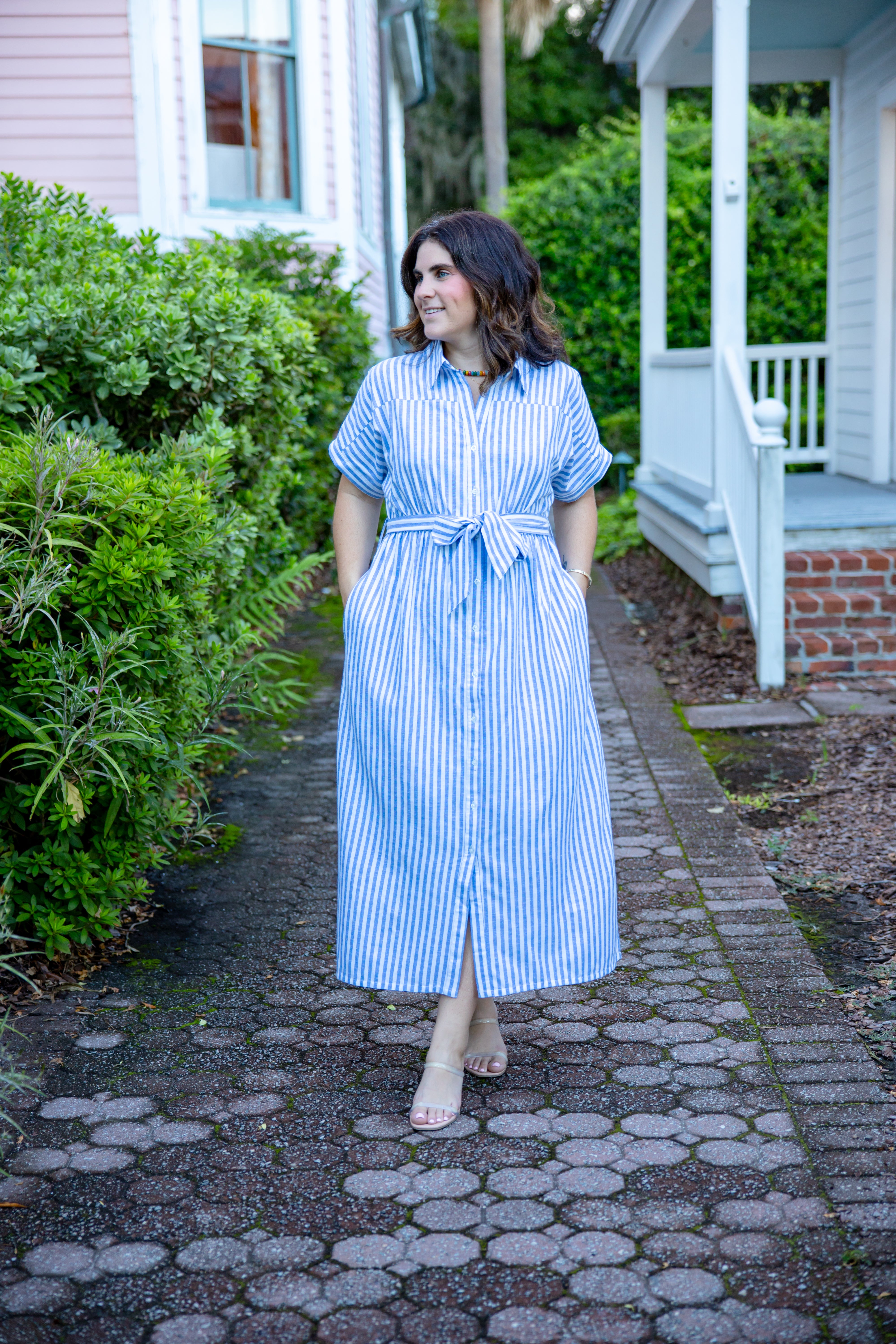 Blue Striped Midi