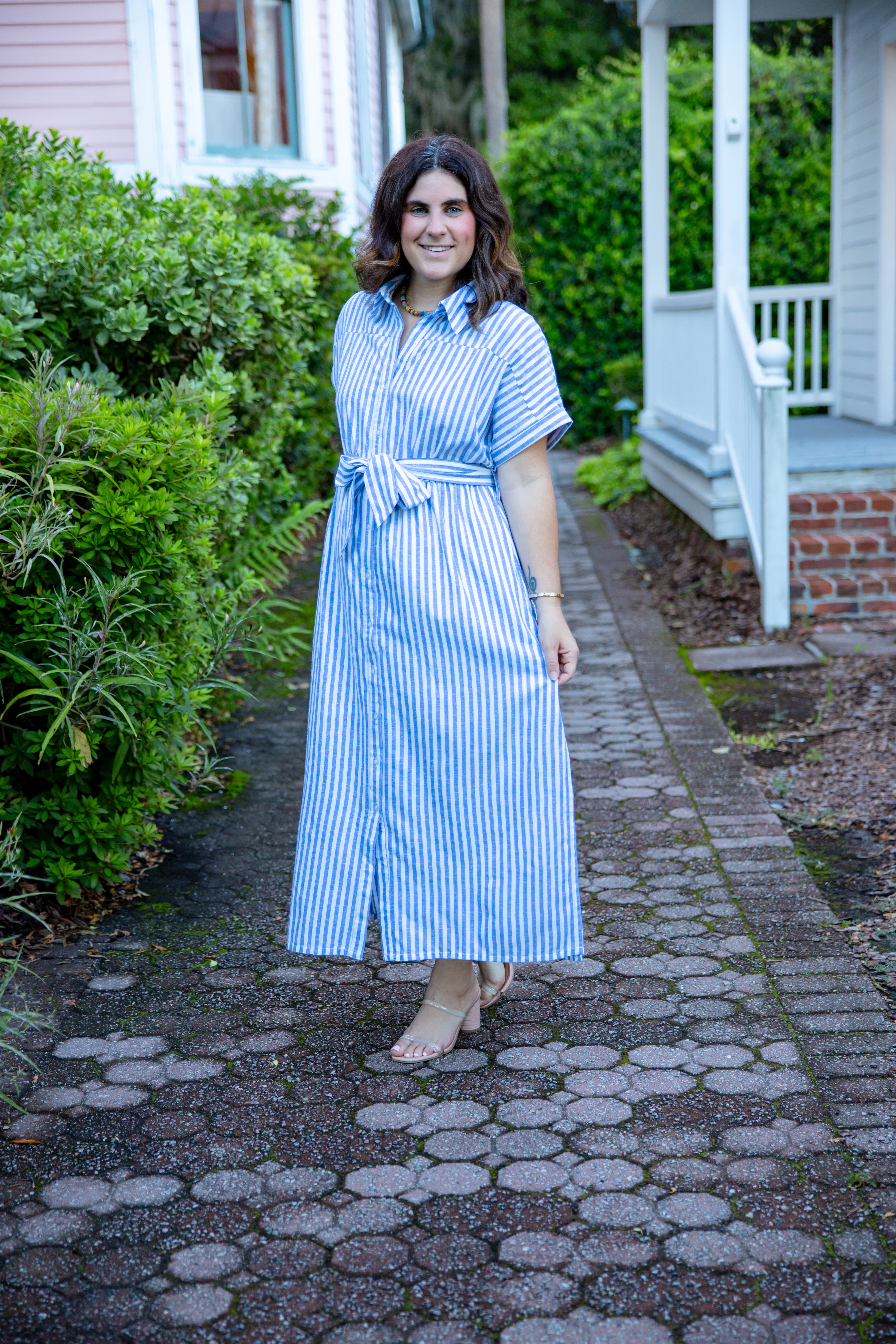 Blue Striped Midi