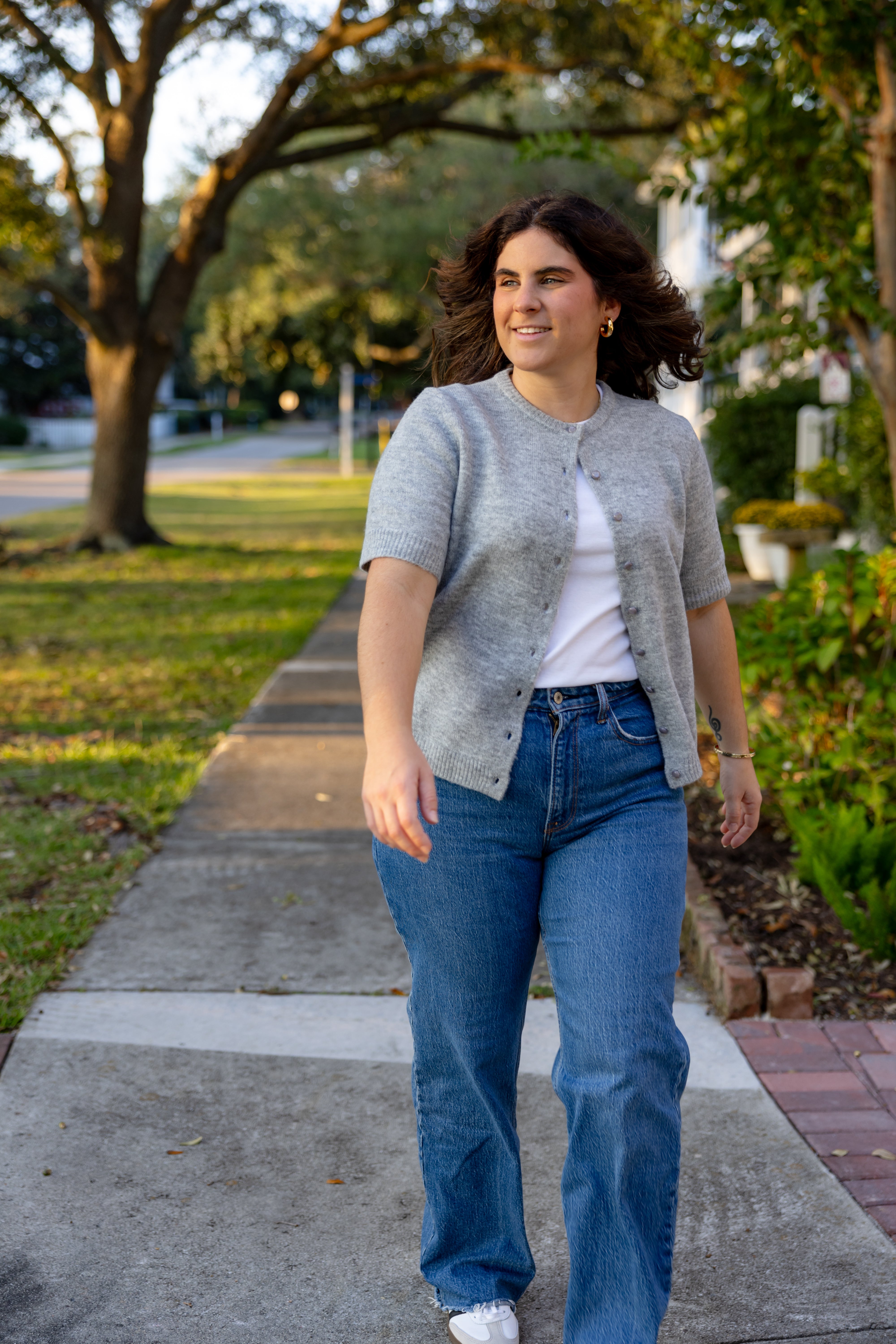 Grey Short Sleeve Cardigan