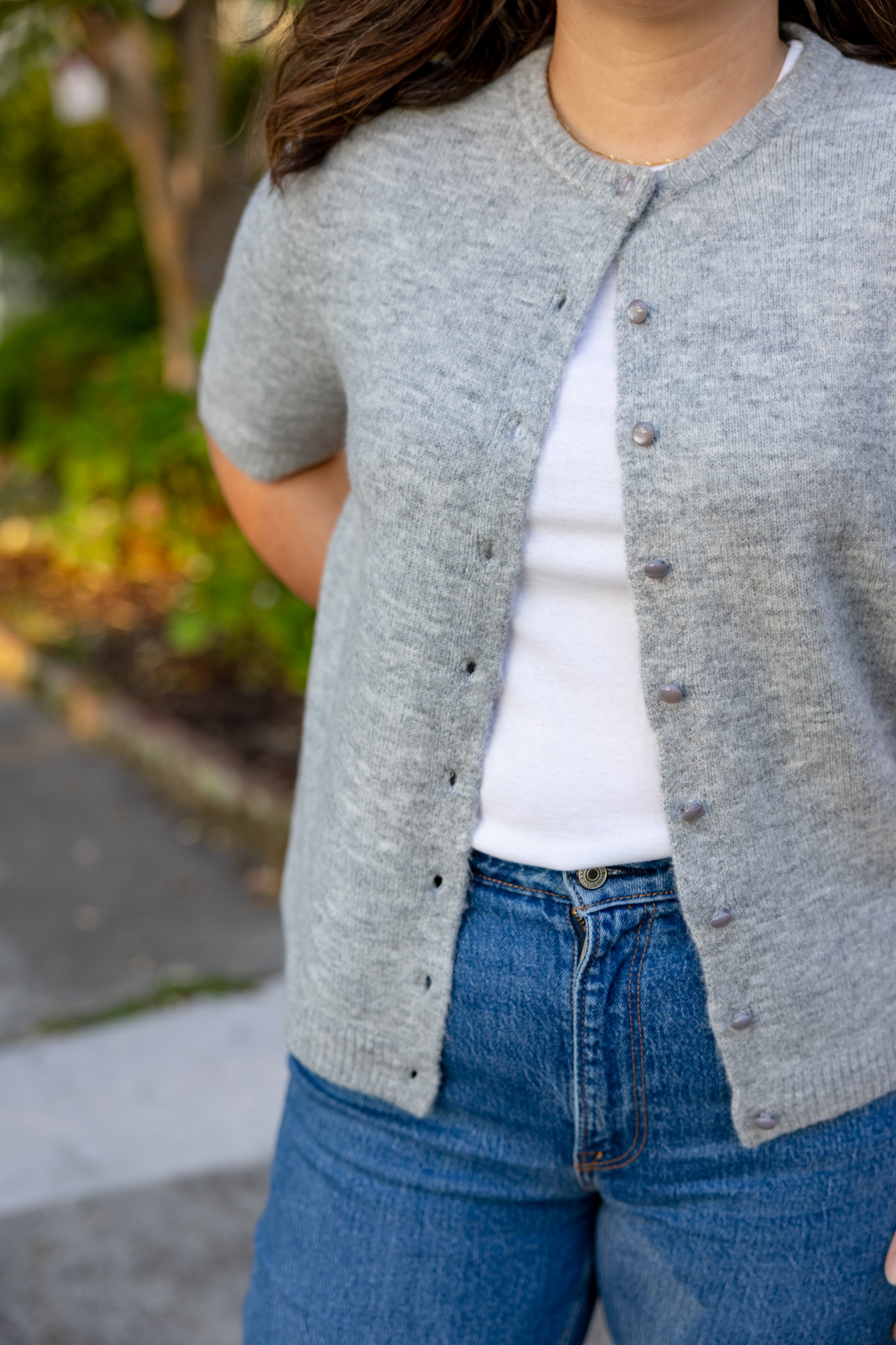 Grey Short Sleeve Cardigan