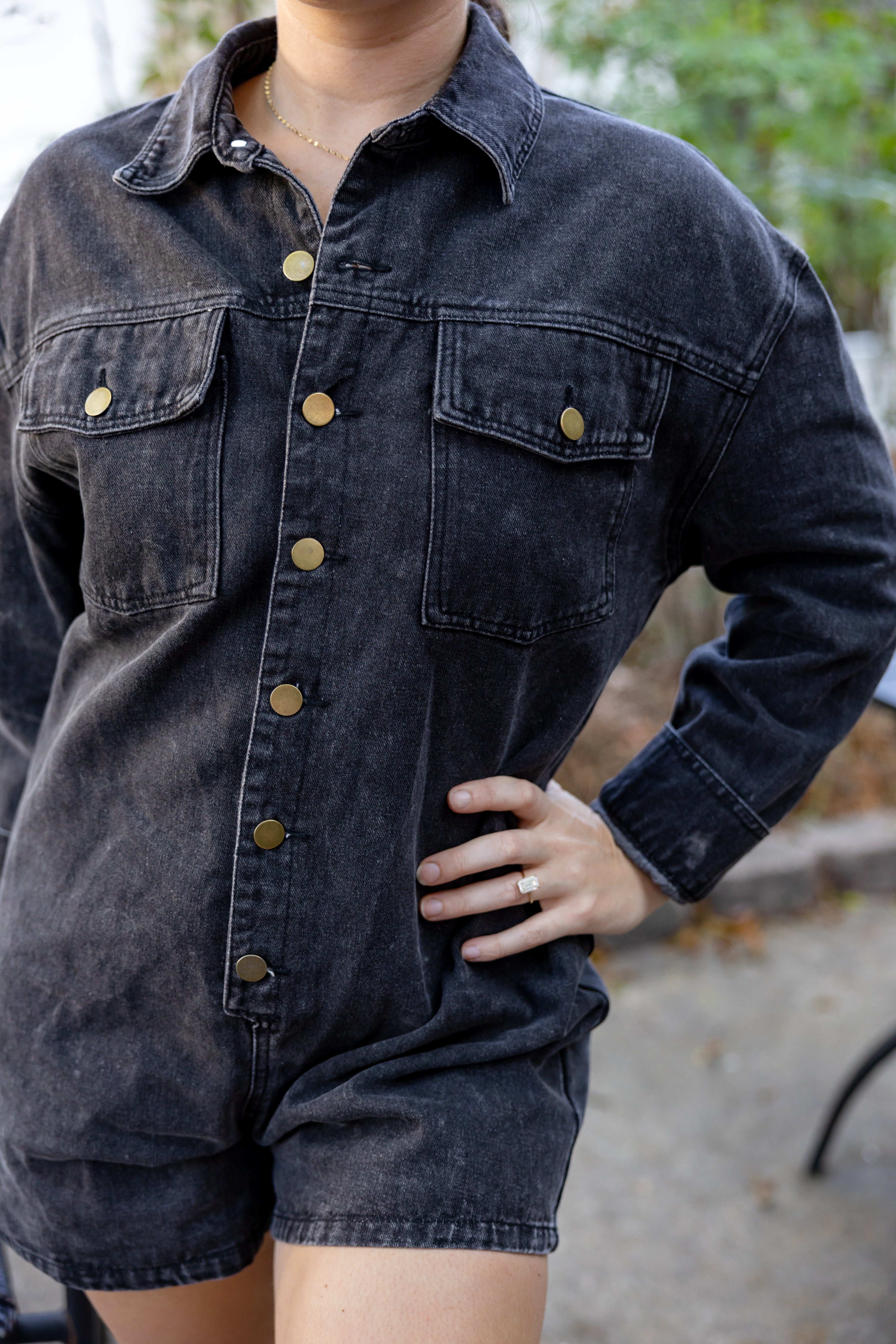 Black Denim Romper