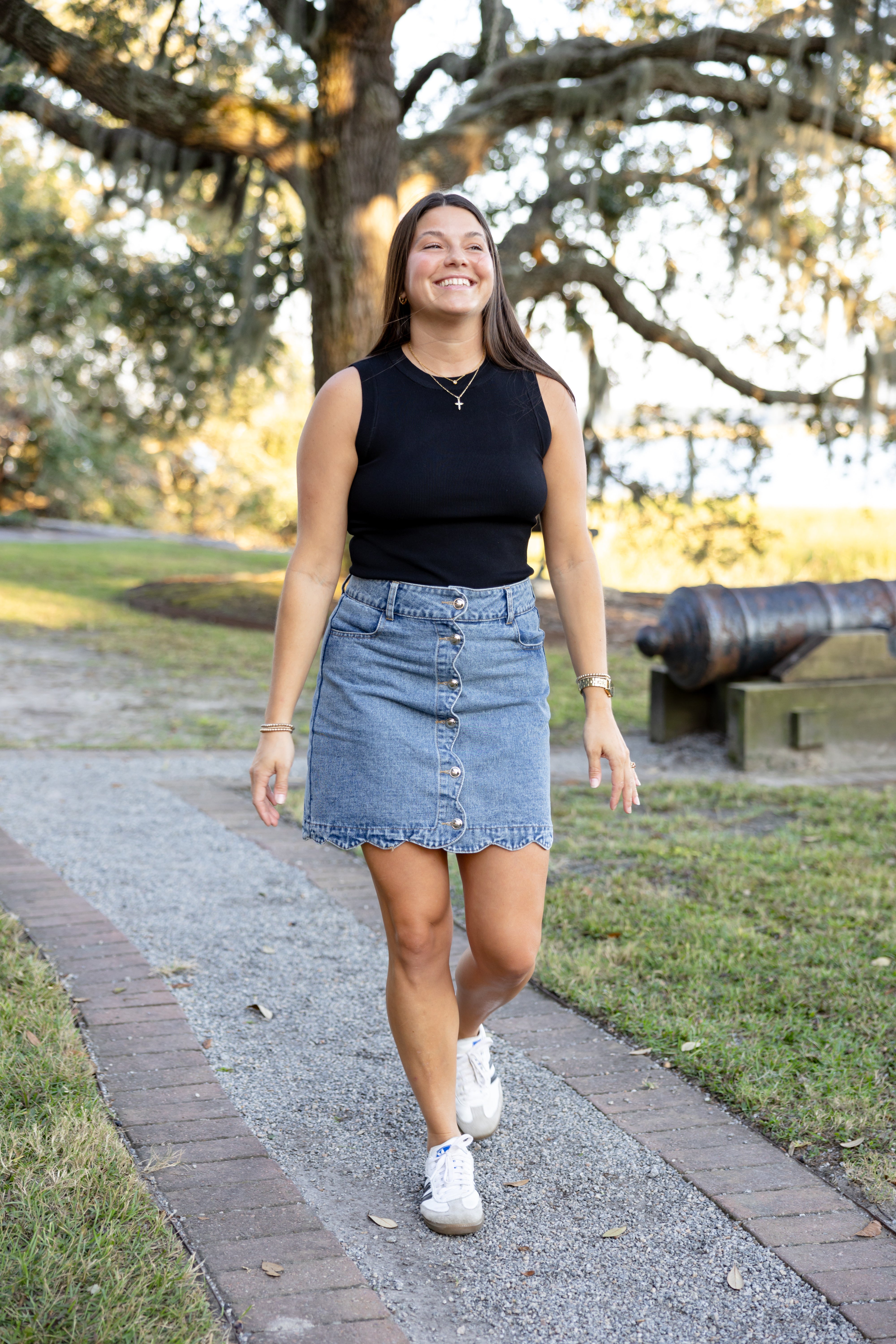 Scalloped Denim Skirt