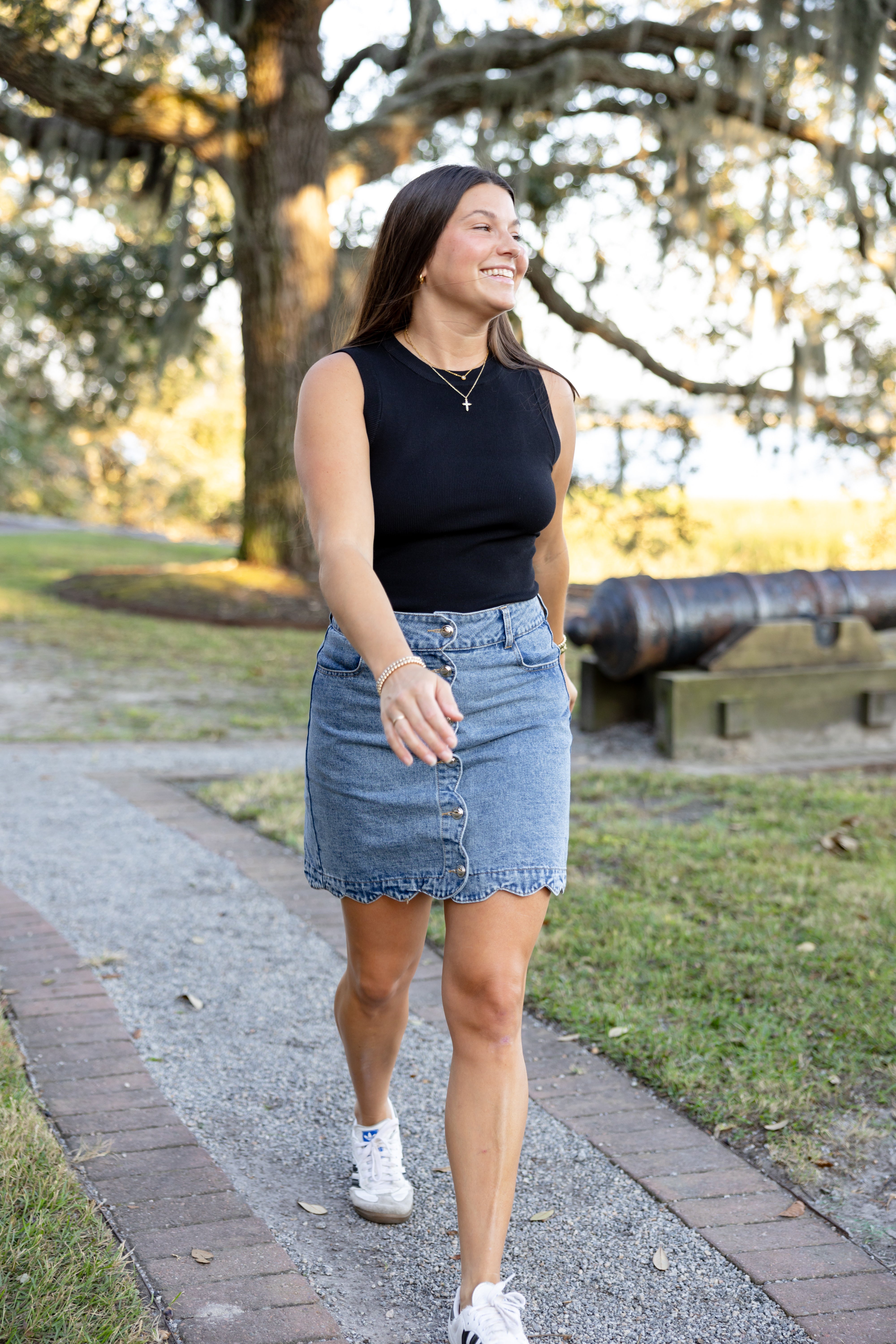 Scalloped Denim Skirt