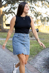 Scalloped Denim Skirt