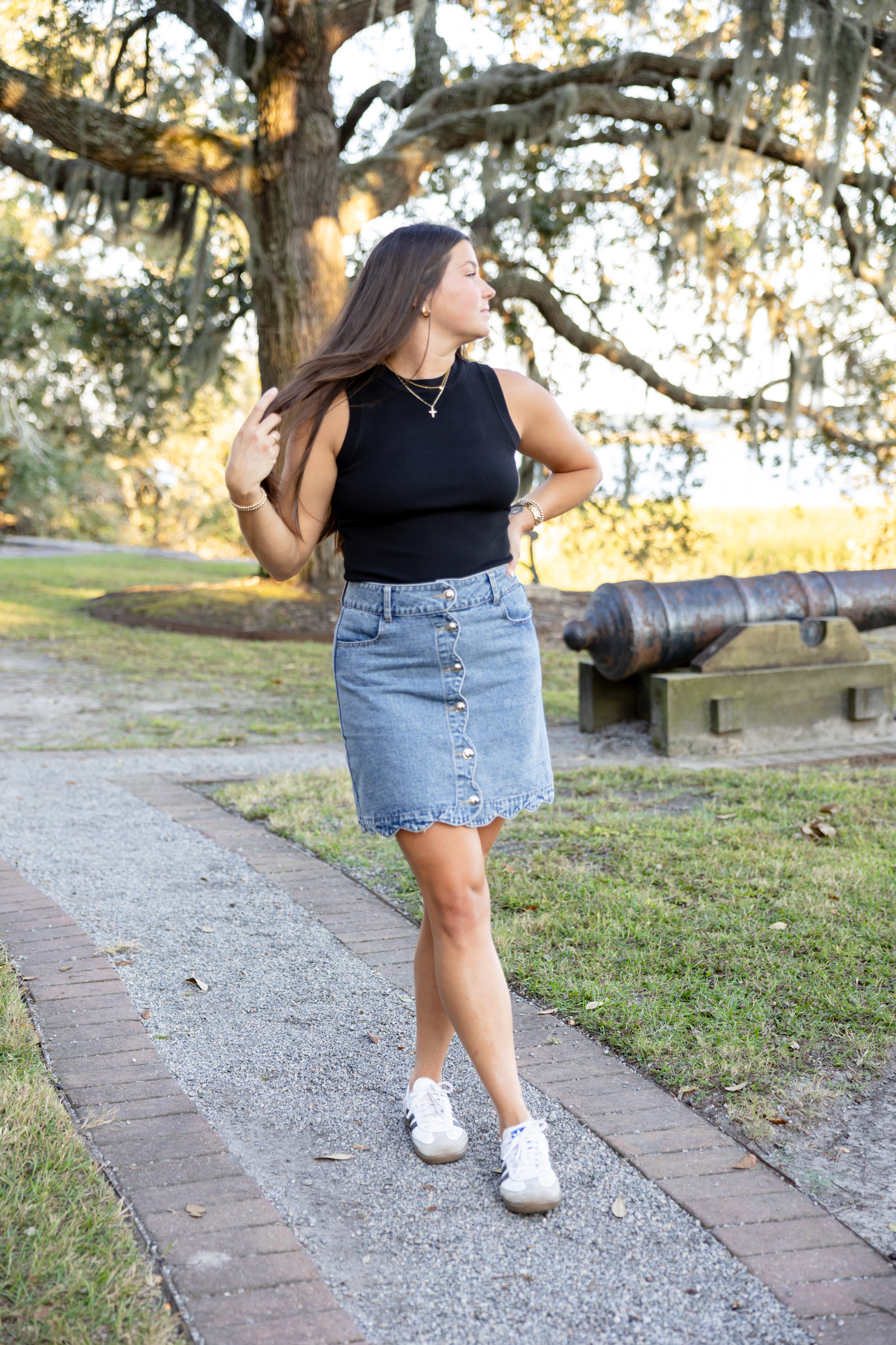 Scalloped Denim Skirt