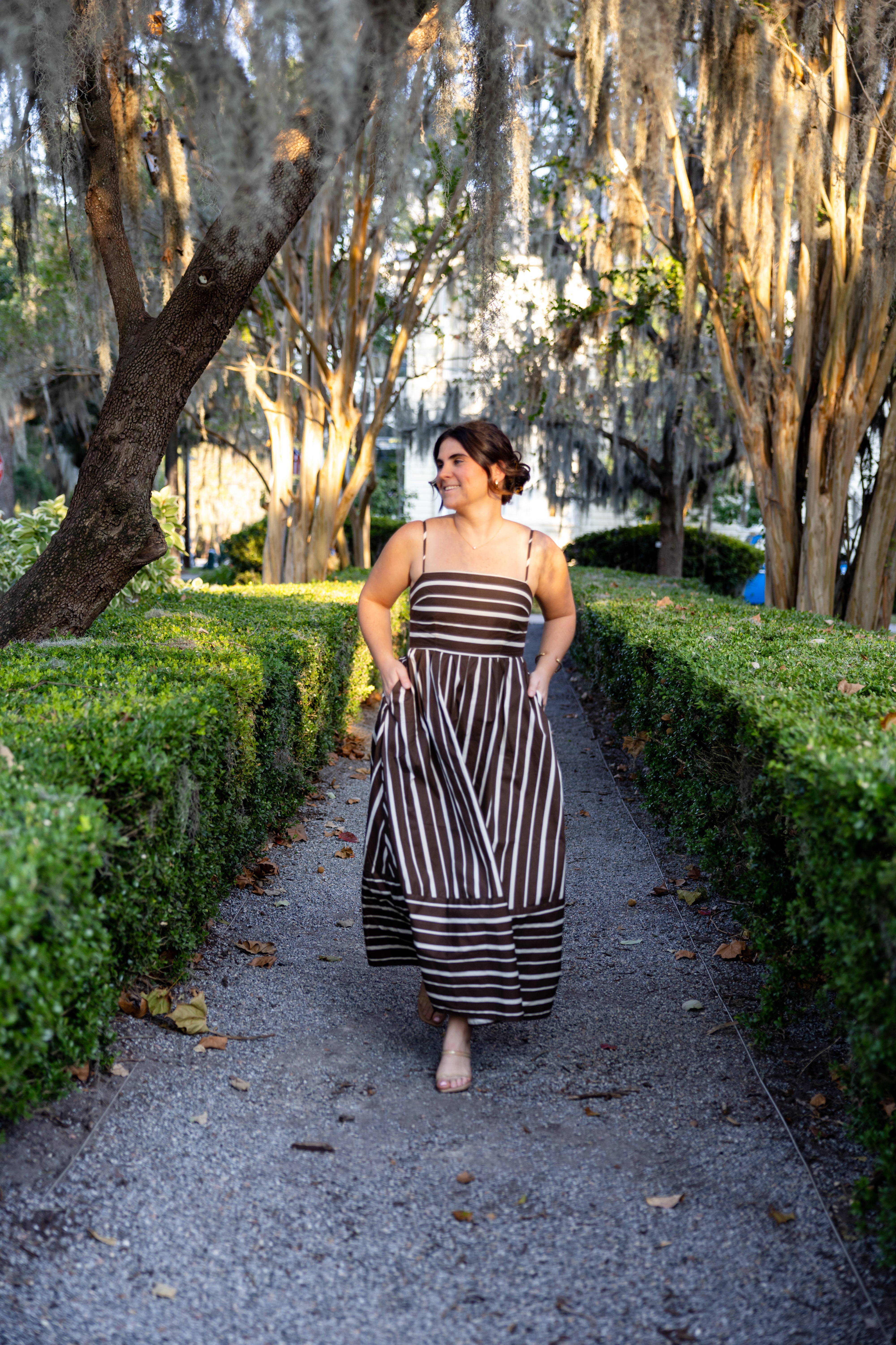 Brown Striped Midi