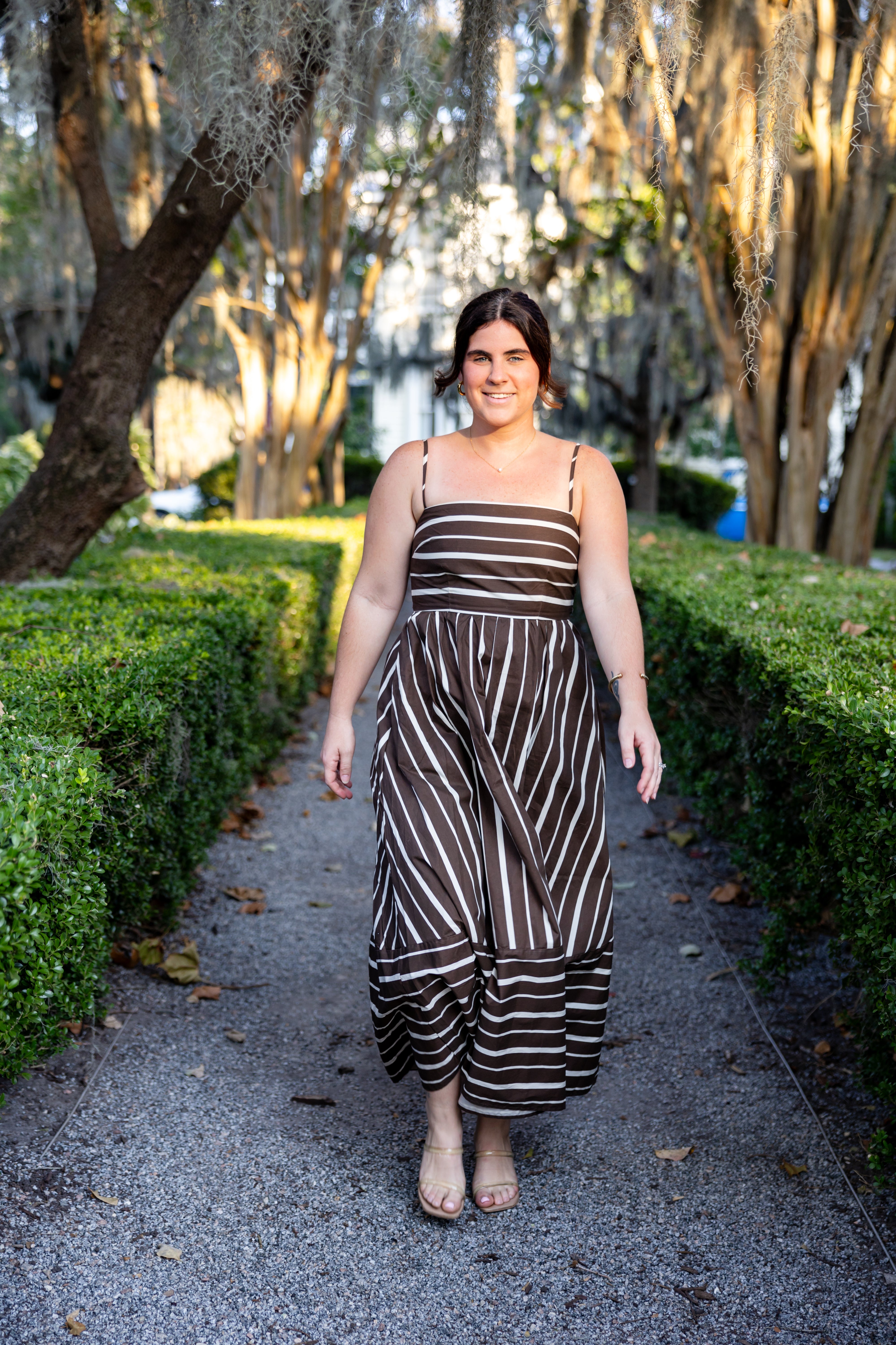 Brown Striped Midi