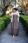 Brown Striped Midi