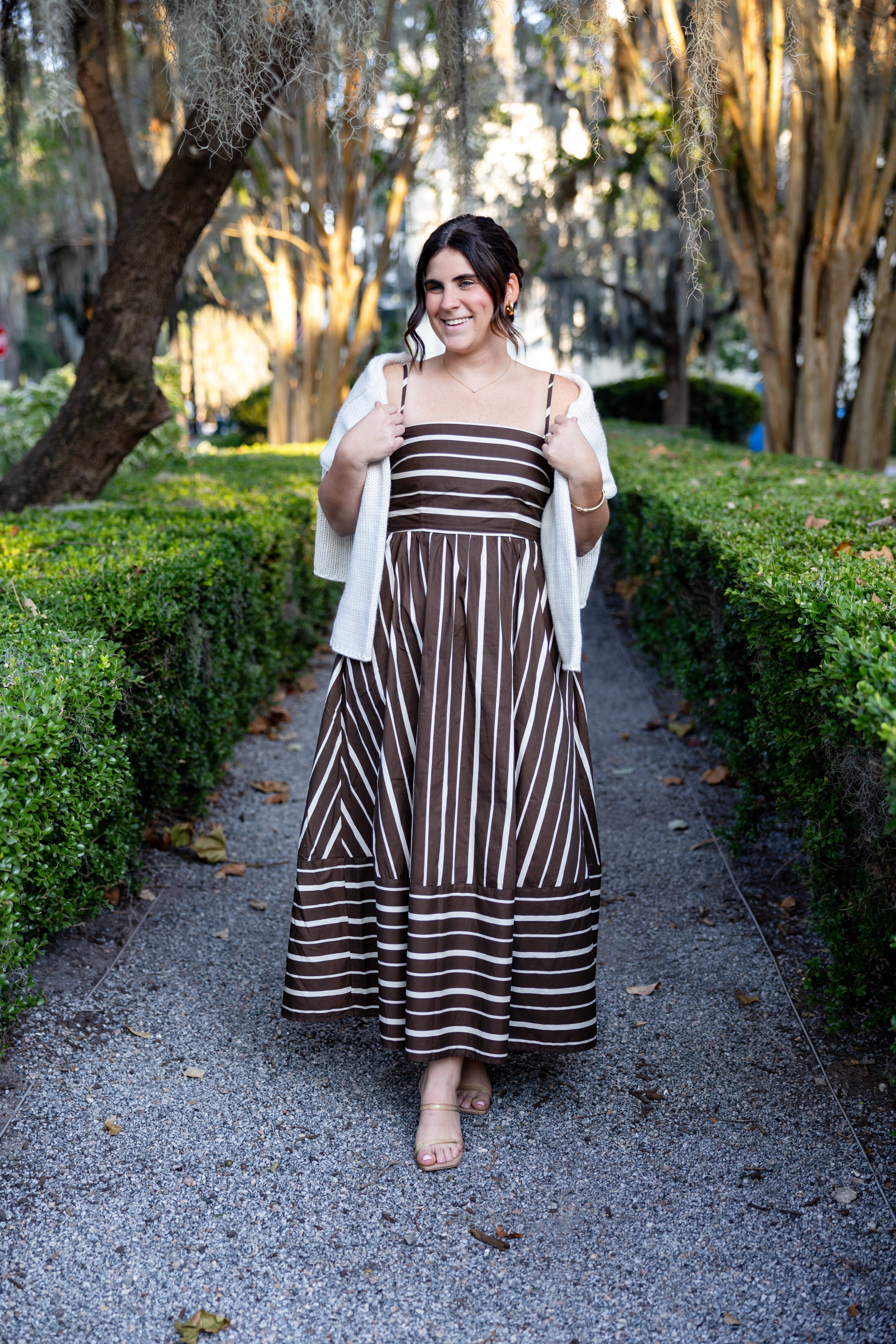 Brown Striped Midi