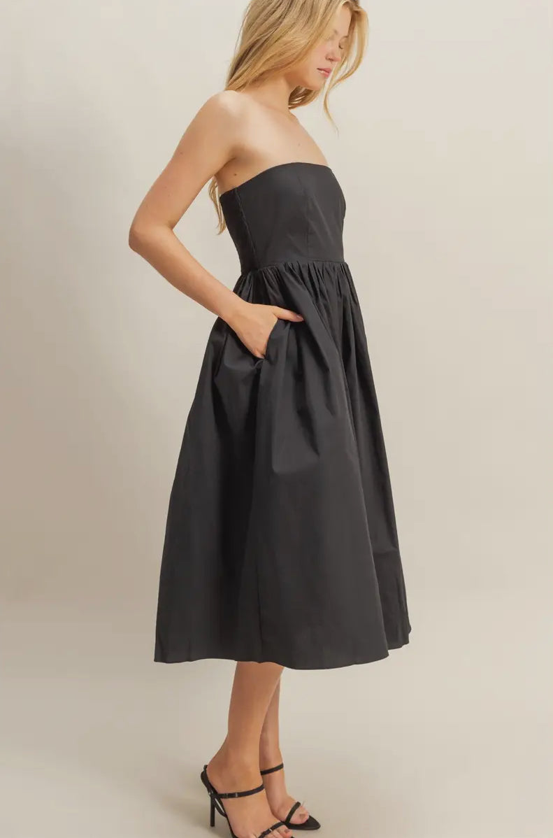 Strapless Fit and Flare Midi