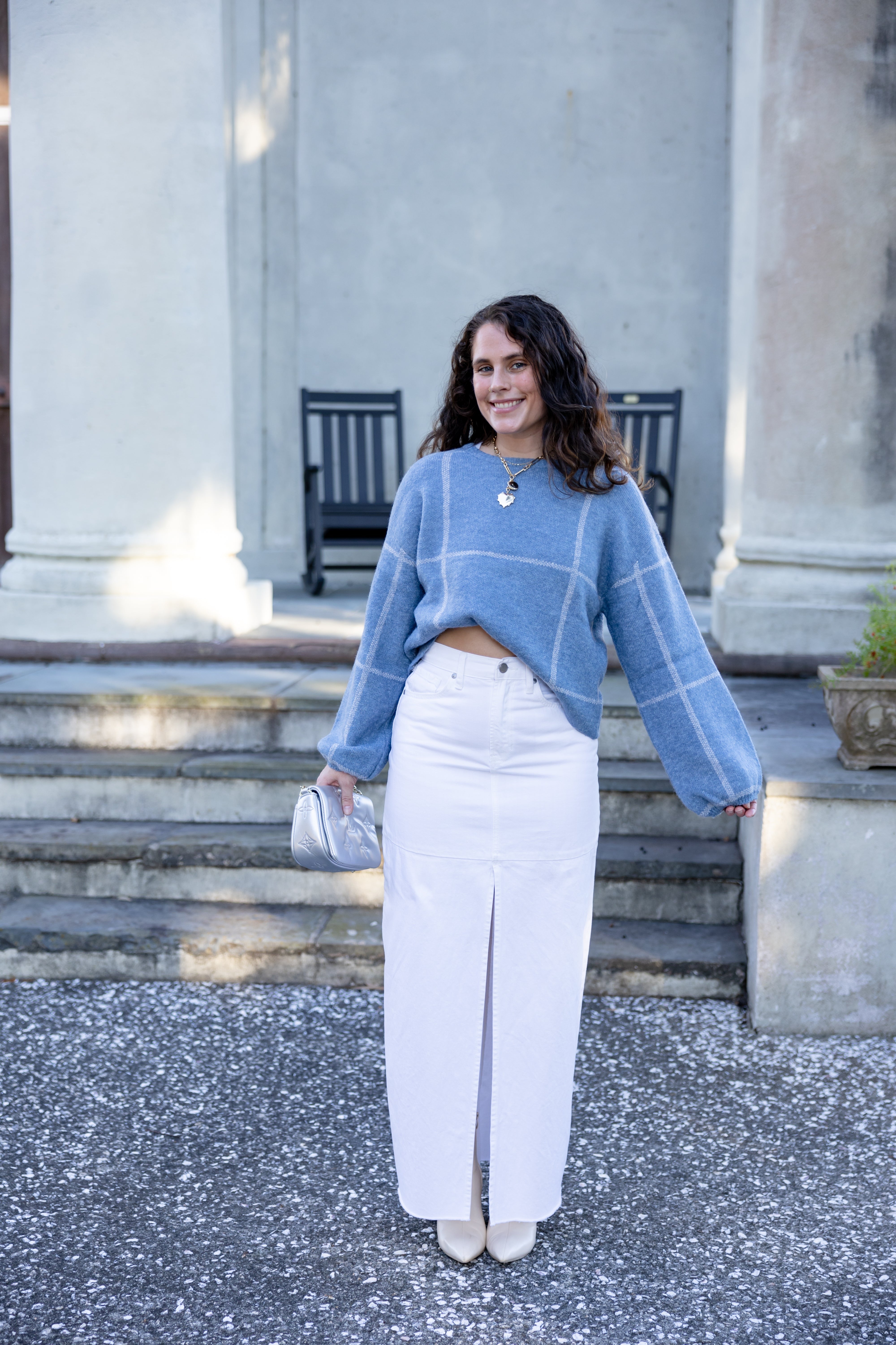 White denim skirt