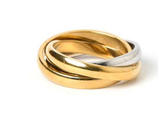 Triple Band Ring- 3 band Steel Ring 14K