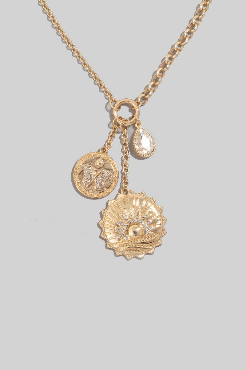 Butterfly Coin Charm Necklace
