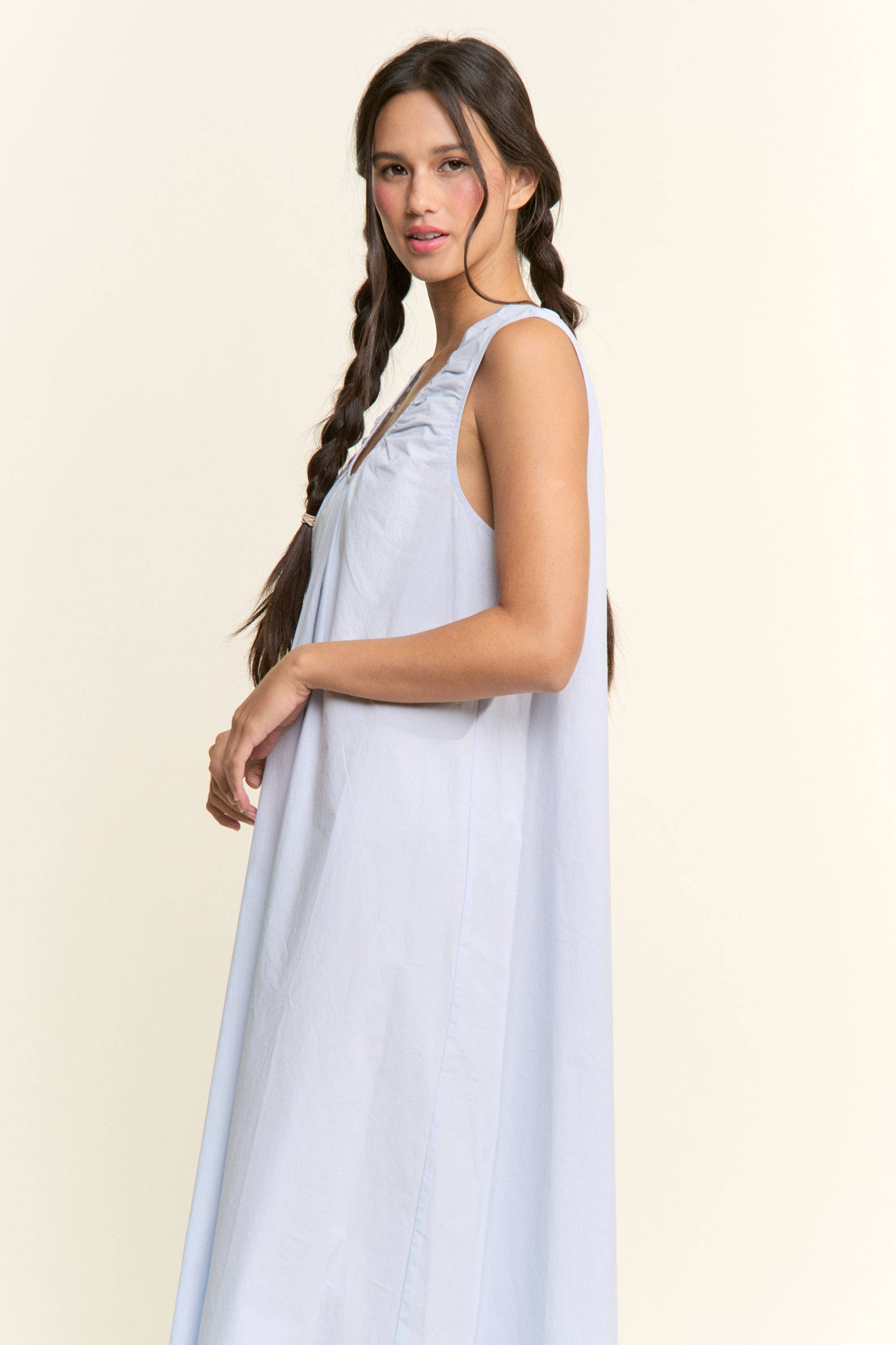 Scoop Neckline Trim Maxi Dress