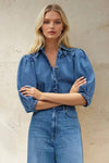 Balloon Sleeve Denim Shirt